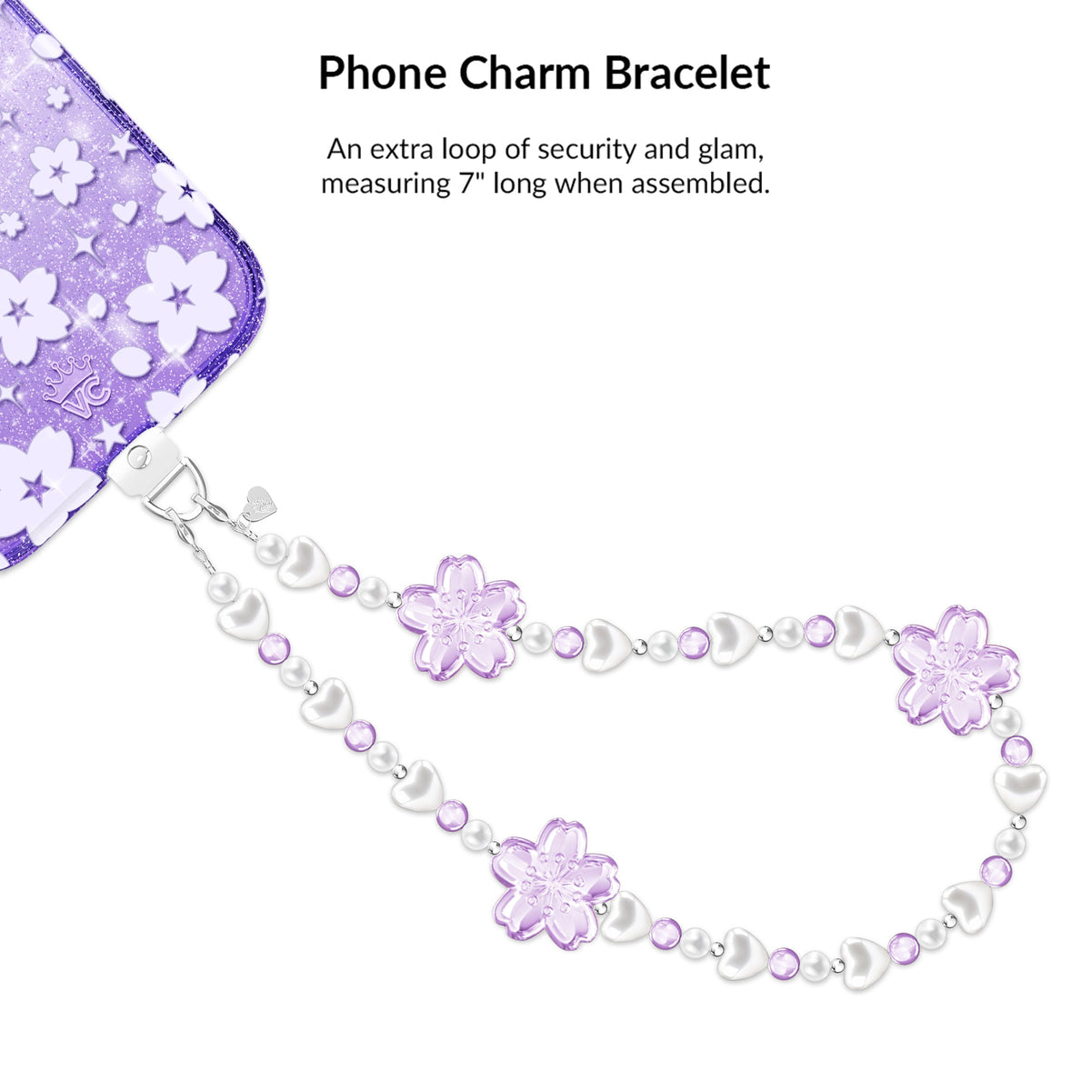 Lavender Cherry Blossom Glitter iPhone Bundle Set