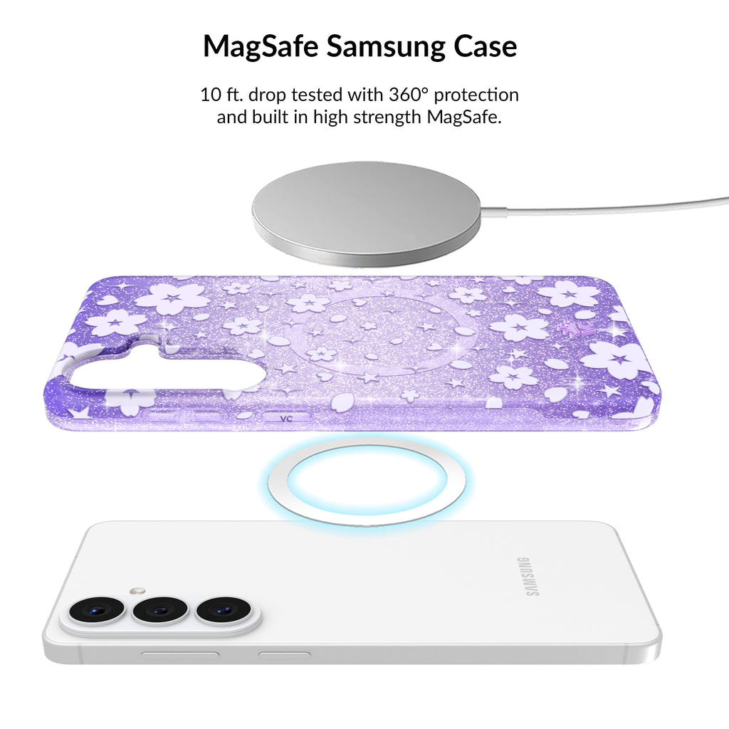 Lavender Cherry Blossom Glitter Samsung Bundle Set
