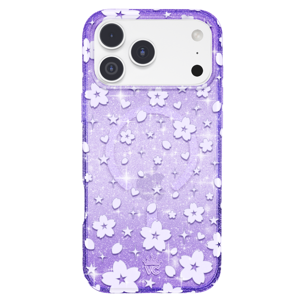 Lavender Cherry Blossom Glitter iPhone Case