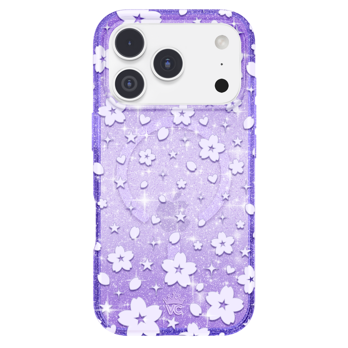 Lavender Cherry Blossom Glitter iPhone Case