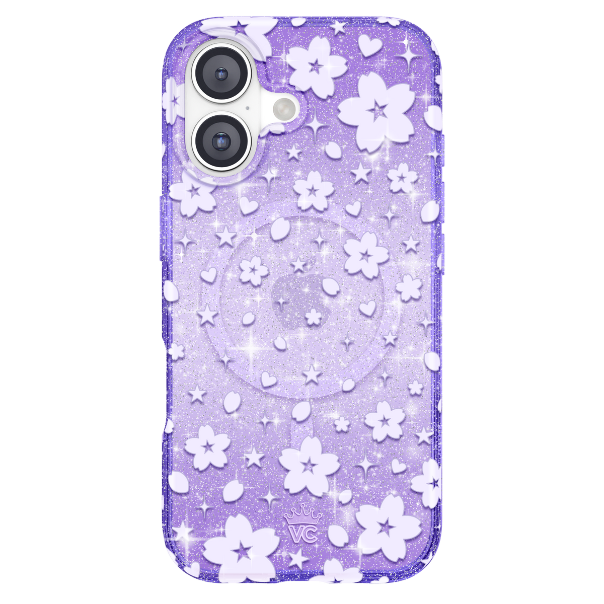 Lavender Cherry Blossom Glitter iPhone Case