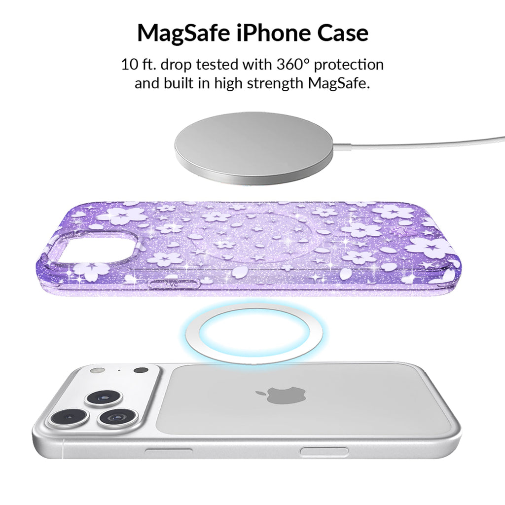 Lavender Cherry Blossom Glitter iPhone Bundle Set