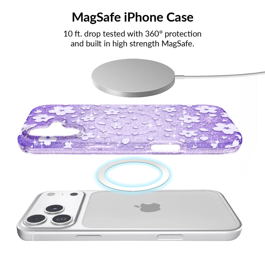 Lavender Cherry Blossom Glitter iPhone Bundle Set