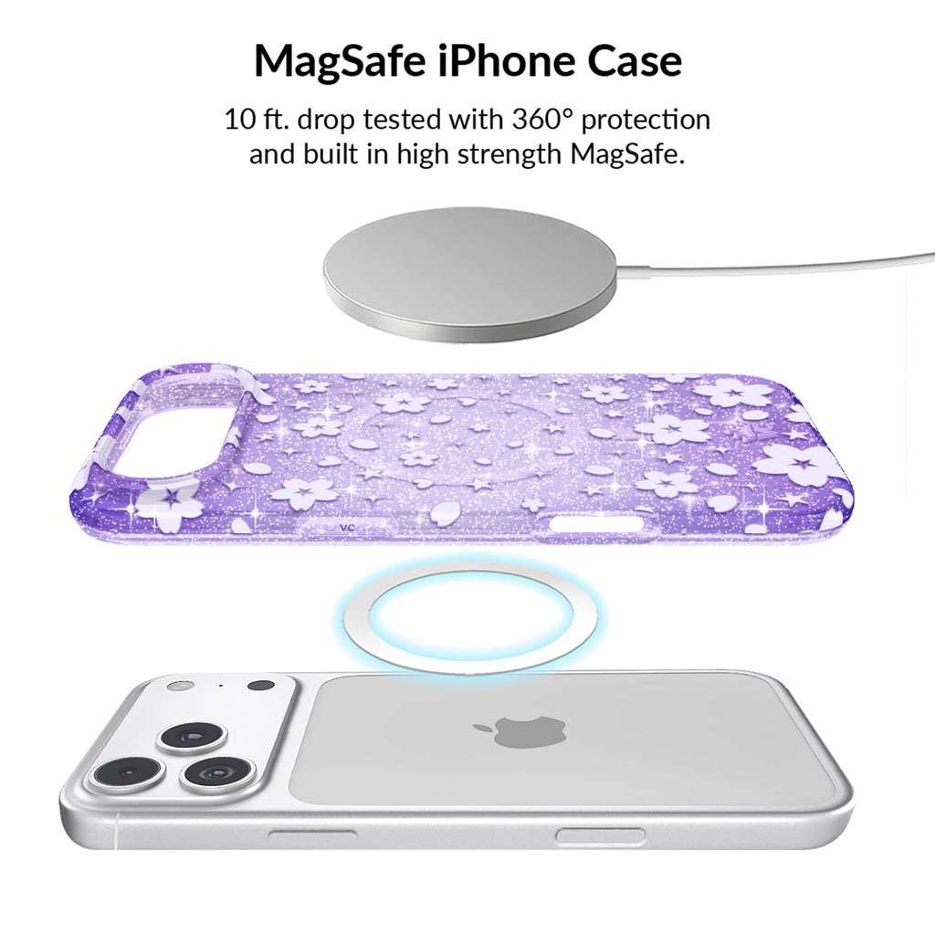 Lavender Cherry Blossom Glitter iPhone Bundle Set