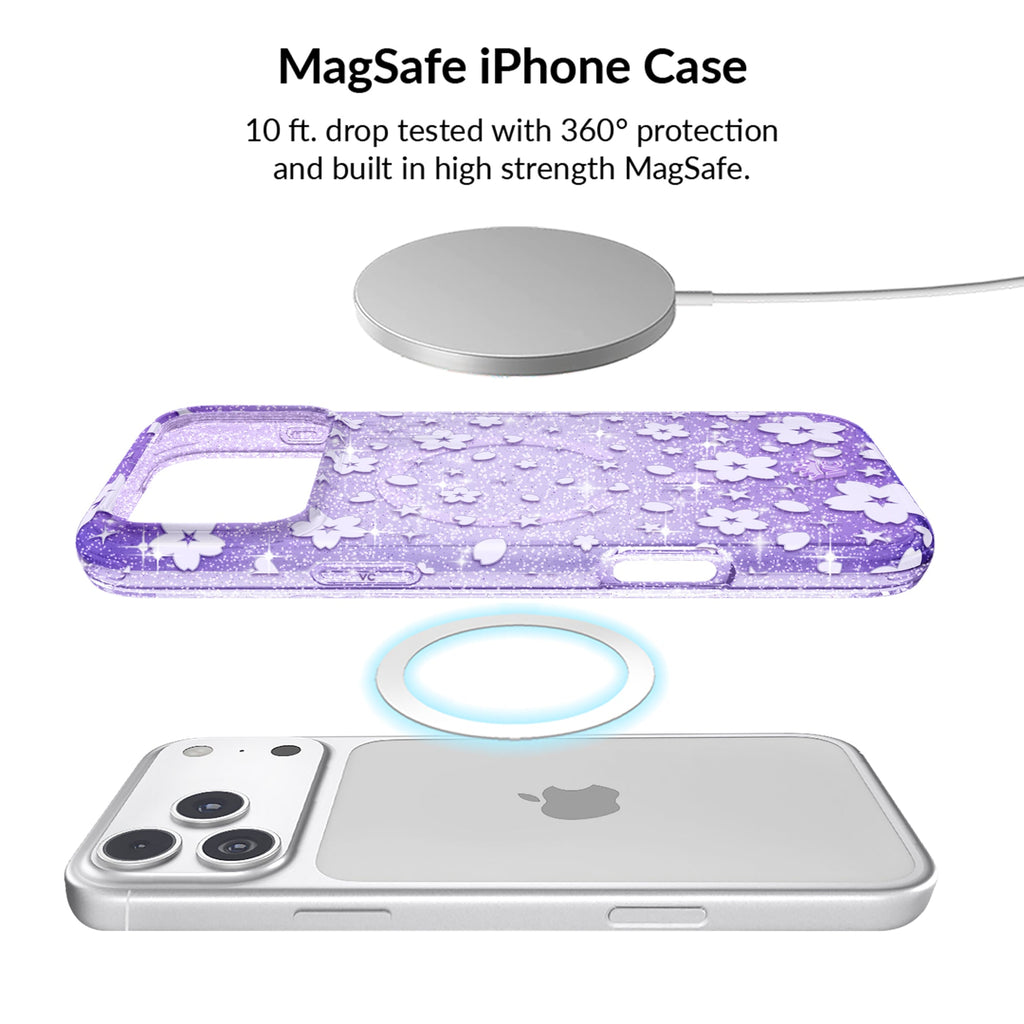 Lavender Cherry Blossom Glitter iPhone Bundle Set