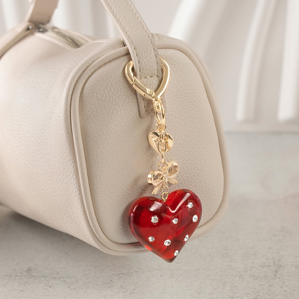 Red Crystal Heart Bag Charm
