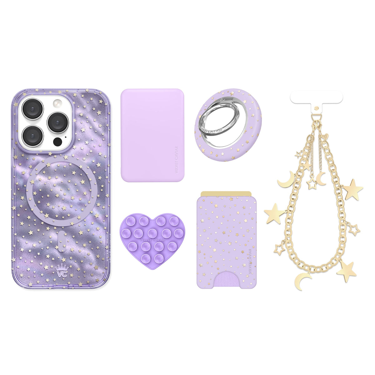 Lilac Celestial Stars iPhone Bundle Set