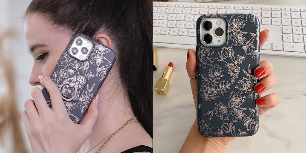 Floral Rose Gold Chrome iPhone Case