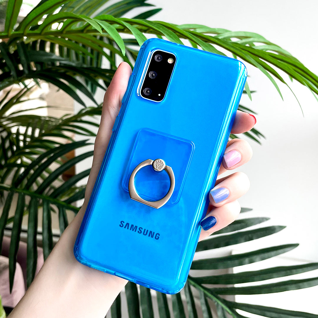 Neon Blue Clear Samsung Case