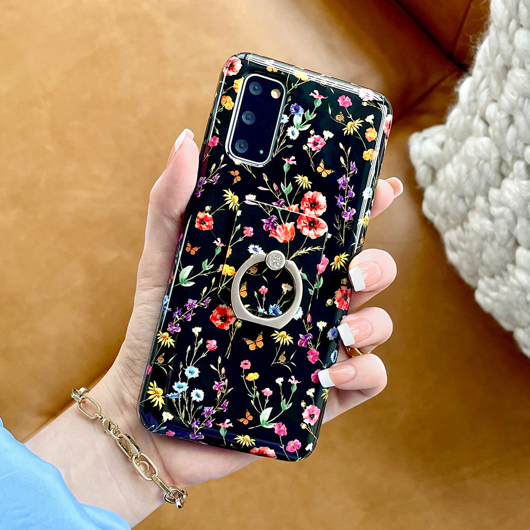 Black Wildflower Samsung Case