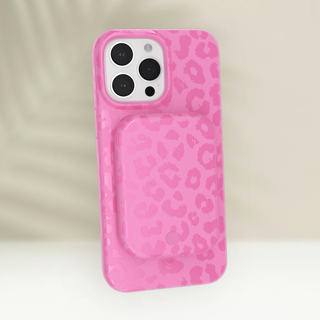 Hot Pink Leopard Portable MagSafe Charger Power Pack