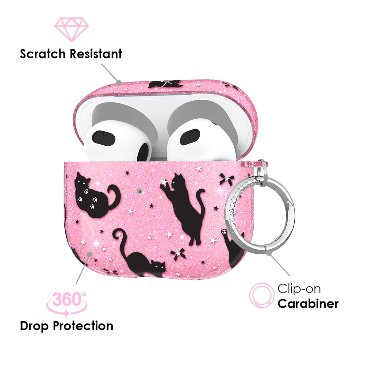 Lucky Kittens Glitter AirPod Case