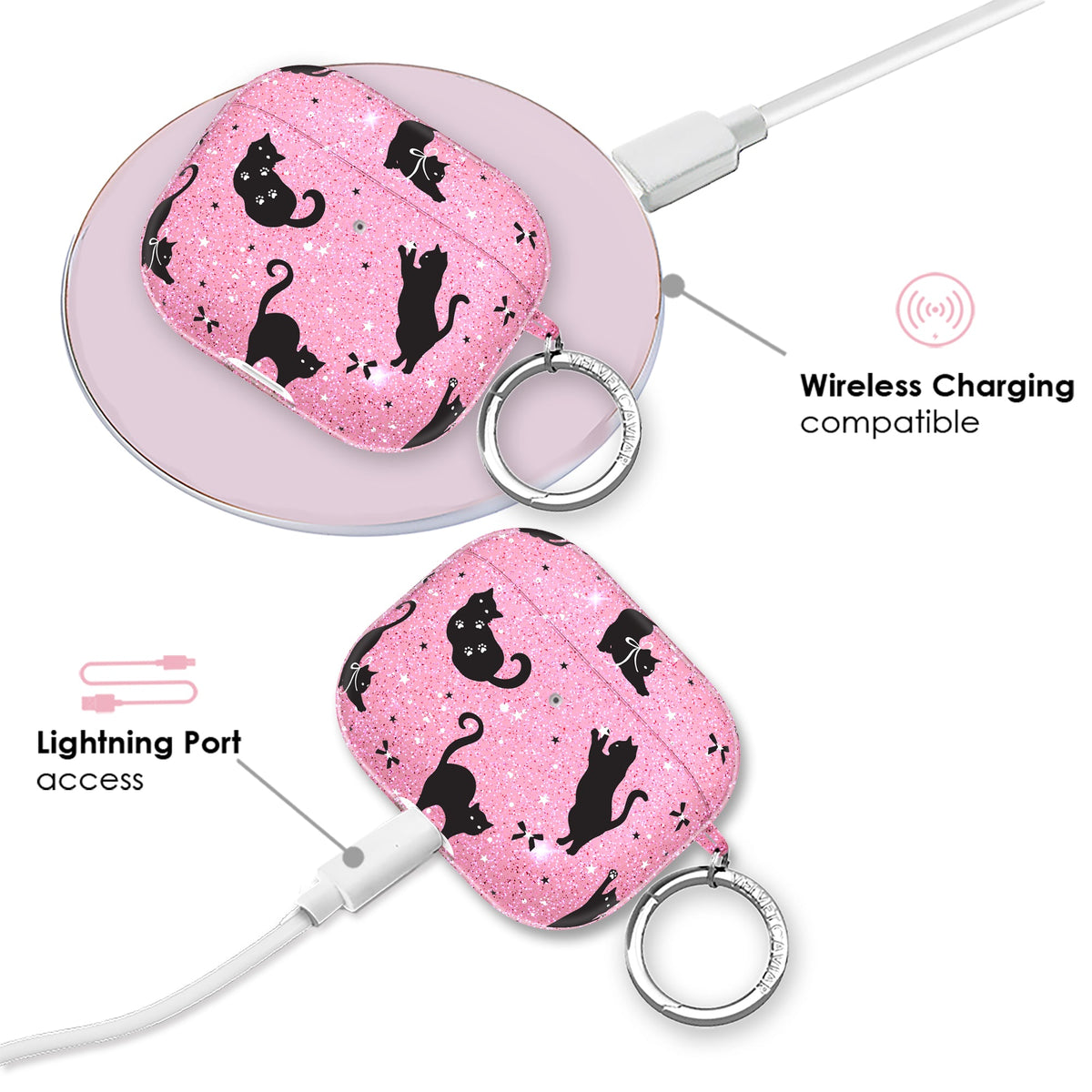 Lucky Kittens Glitter AirPod Case