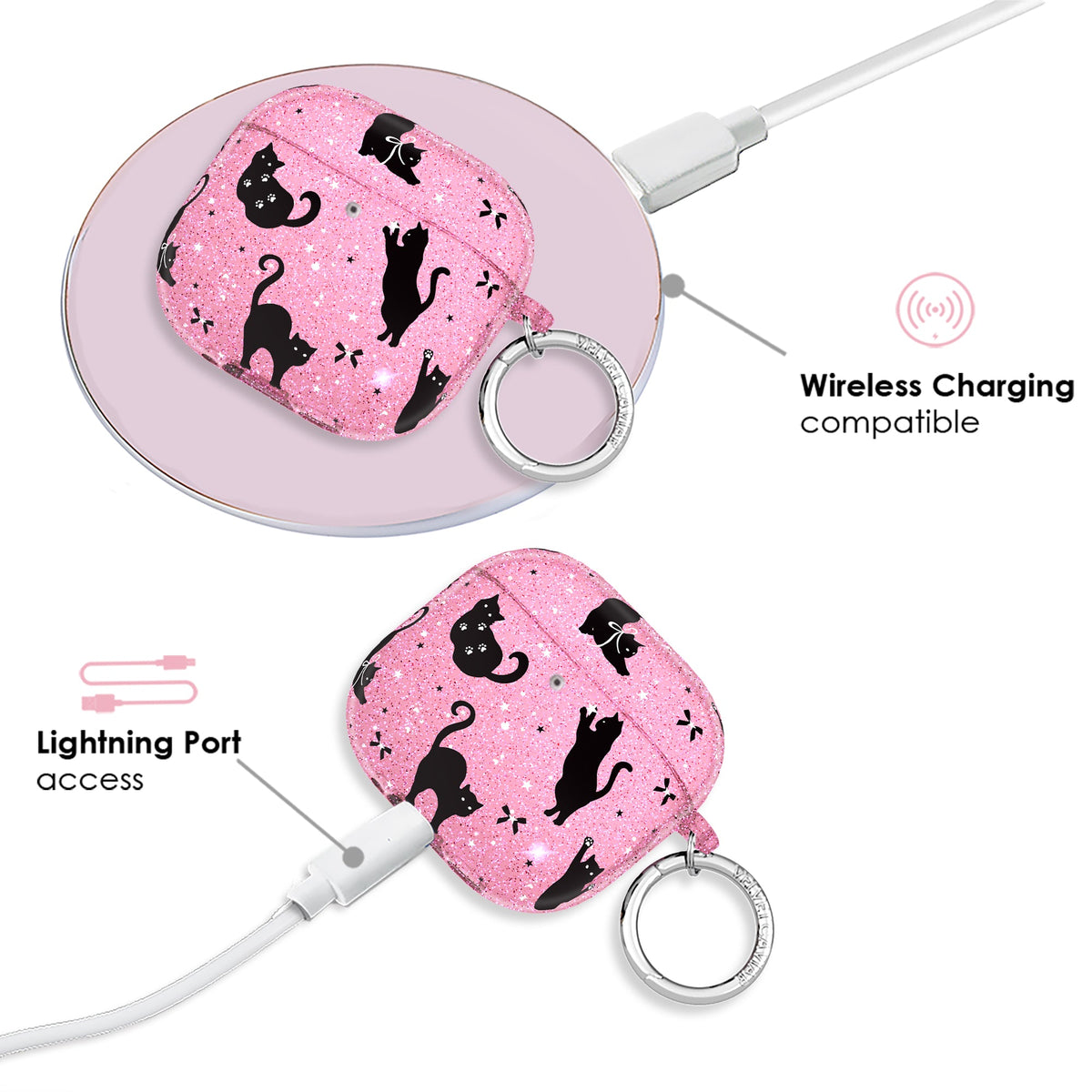 Lucky Kittens Glitter AirPod Case