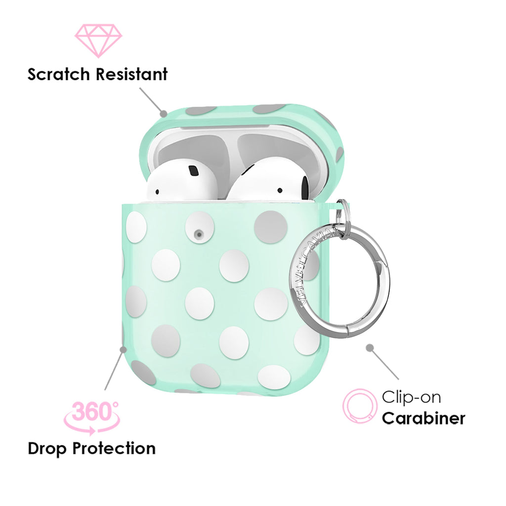 Mint Chrome Polka Dot AirPod Case