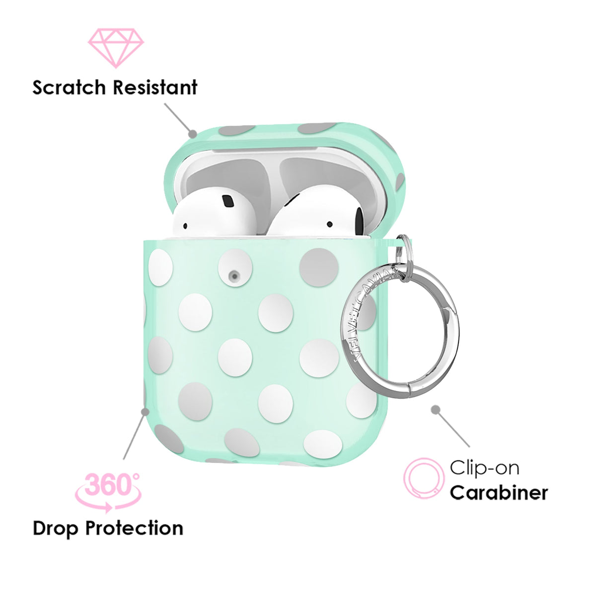 Mint Chrome Polka Dot AirPod Case
