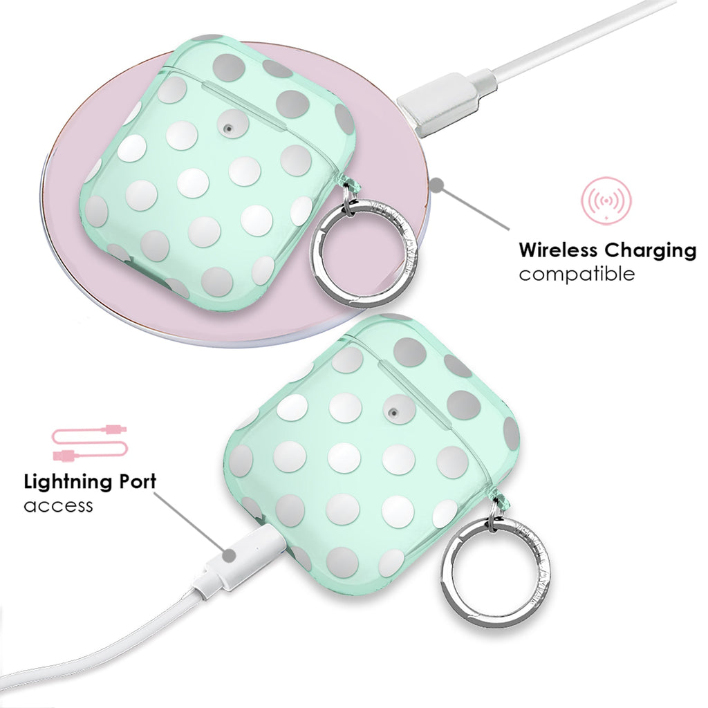 Mint Chrome Polka Dot AirPod Case
