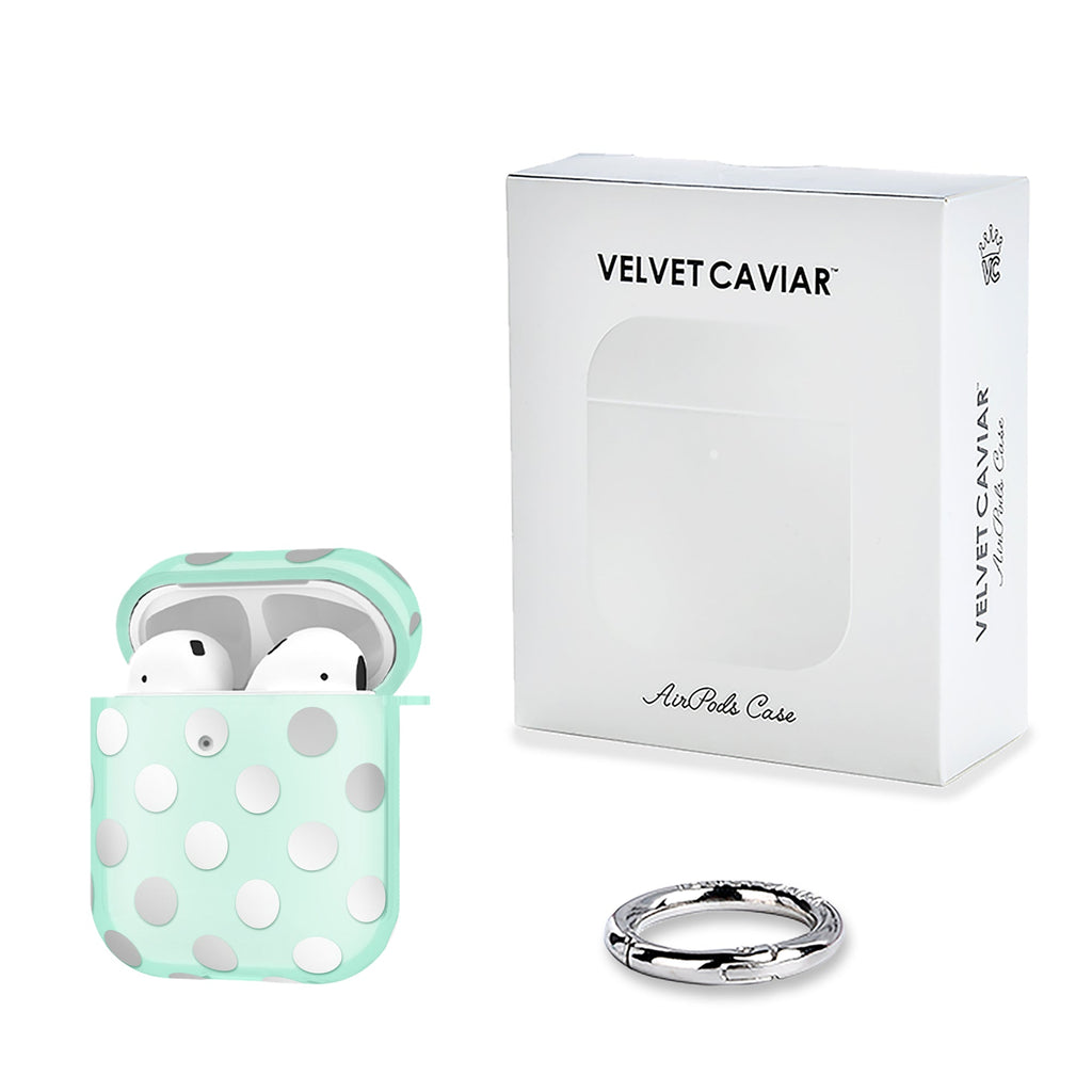 Mint Chrome Polka Dot AirPod Case