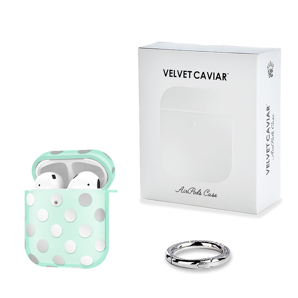 Mint Chrome Polka Dot AirPod Case