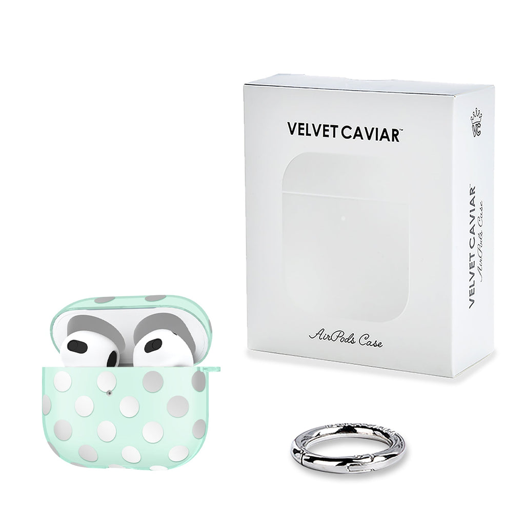 Mint Chrome Polka Dot AirPod Case