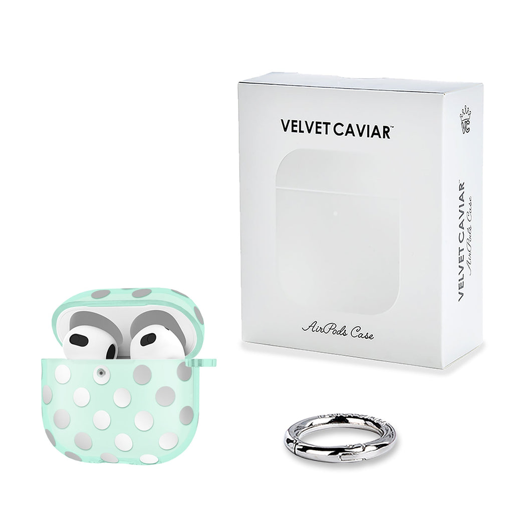 Mint Chrome Polka Dot AirPod Case