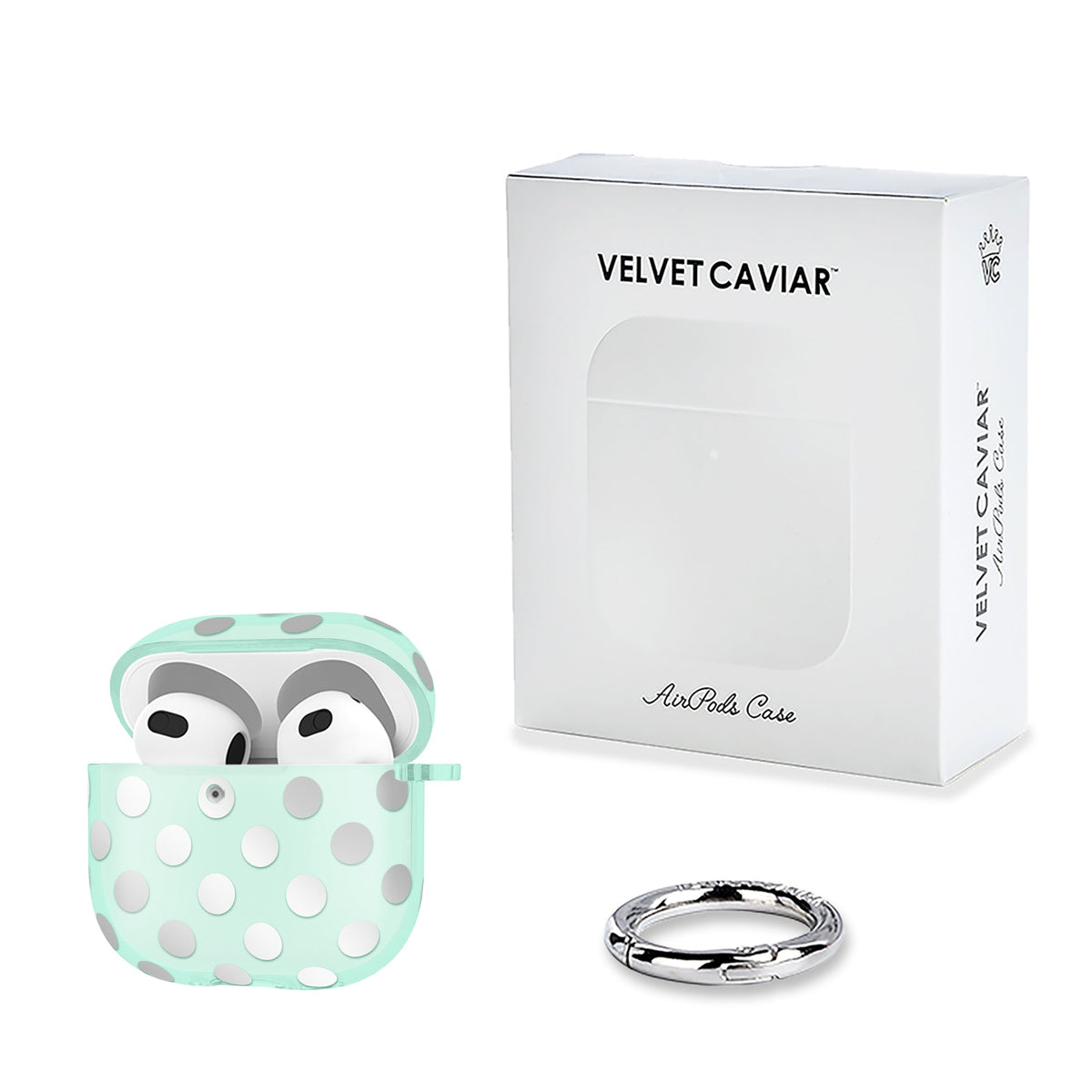 Mint Chrome Polka Dot AirPod Case