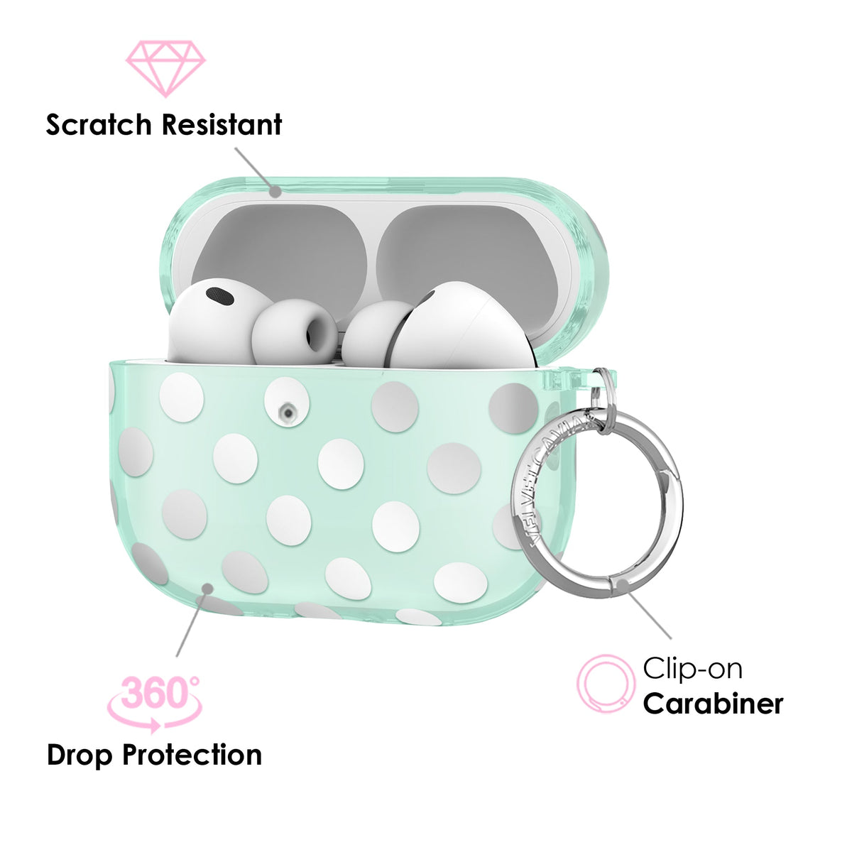 Mint Chrome Polka Dot AirPod Case