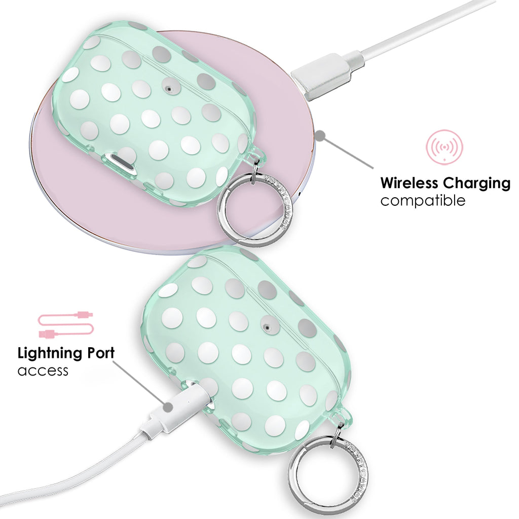 Mint Chrome Polka Dot AirPod Case