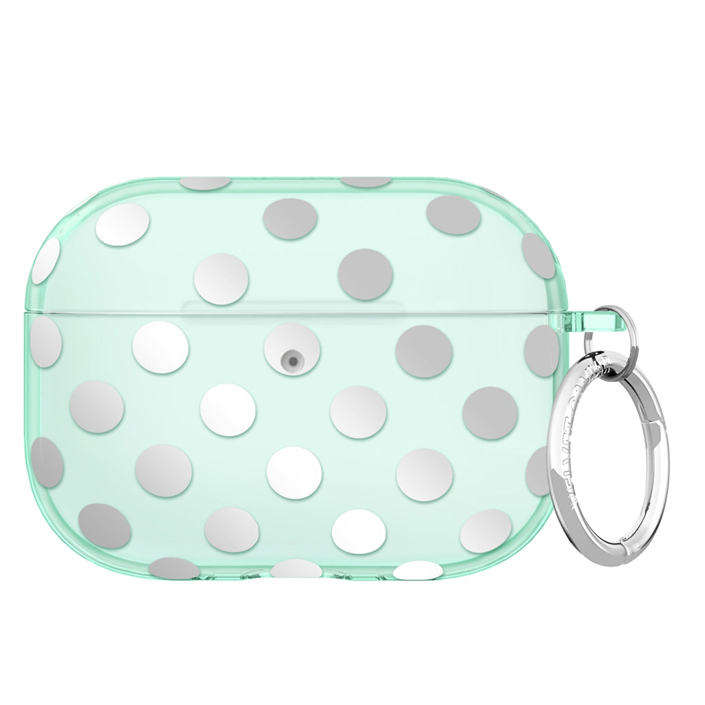 Mint Chrome Polka Dot AirPod Case