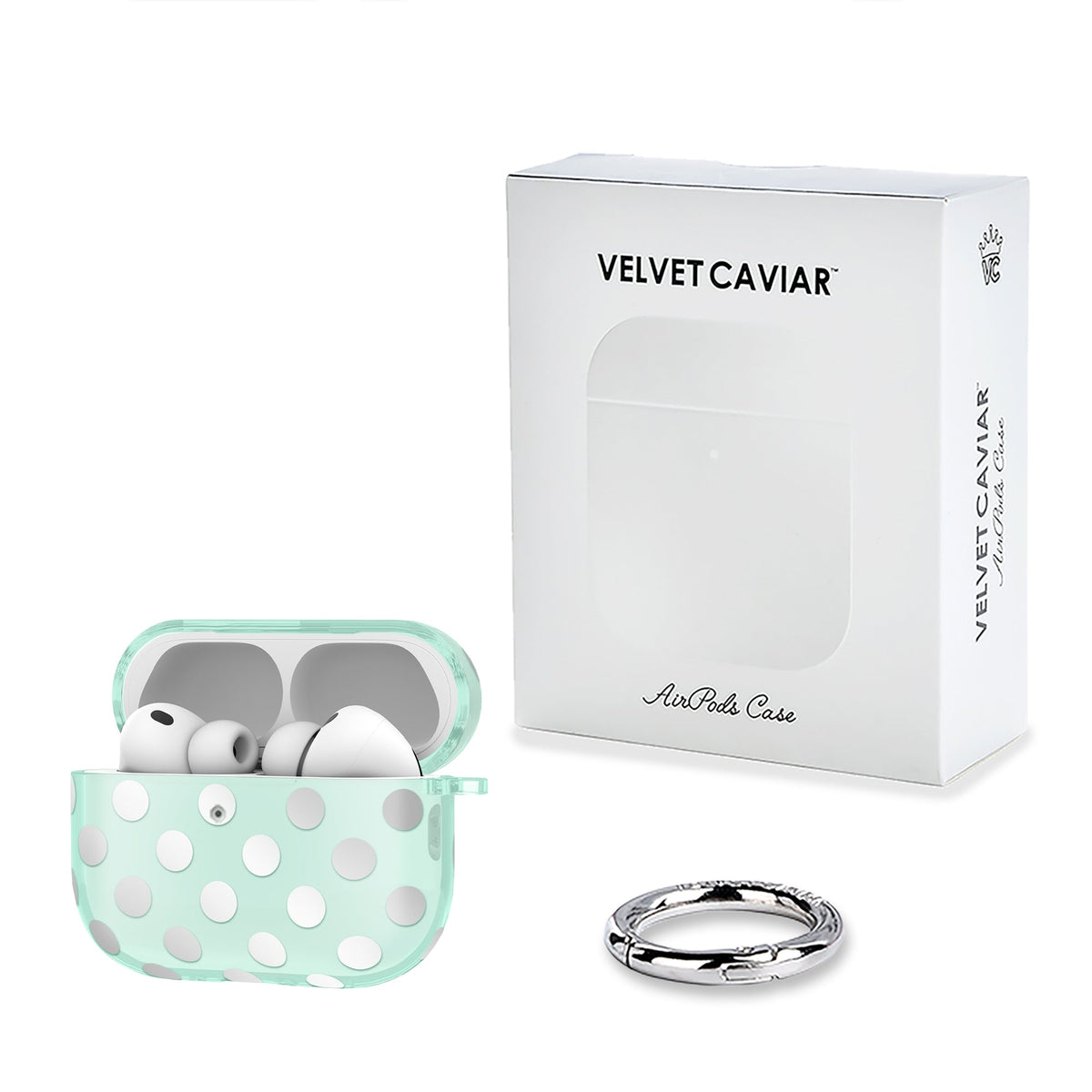 Mint Chrome Polka Dot AirPod Case