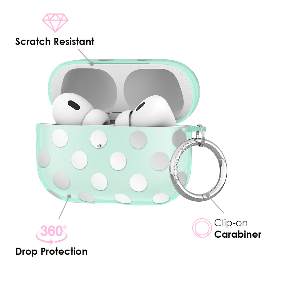 Mint Chrome Polka Dot AirPod Case