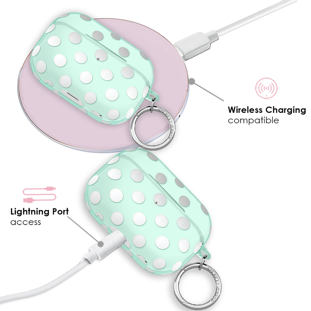 Mint Chrome Polka Dot AirPod Case