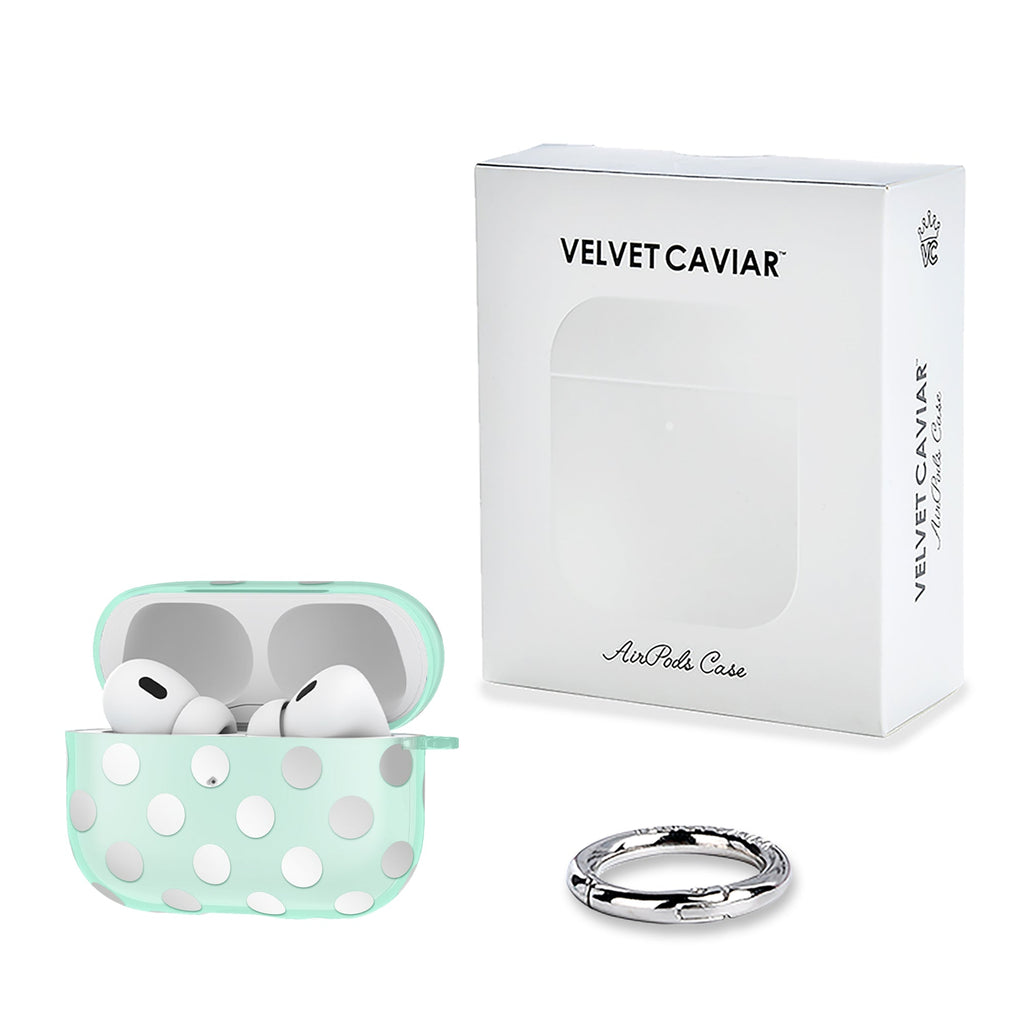 Mint Chrome Polka Dot AirPod Case
