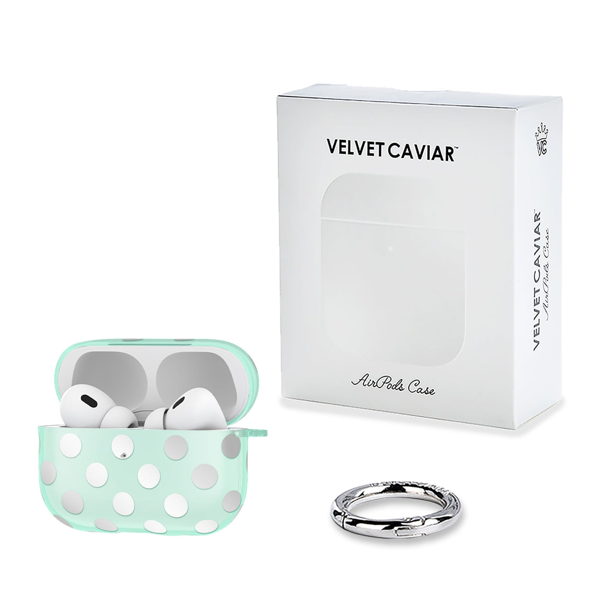 Mint Chrome Polka Dot AirPod Case
