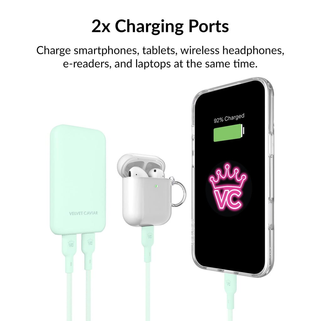 Mint Fast Charging Set, Dual Port Wall Adapter + 6ft USB-C Cable