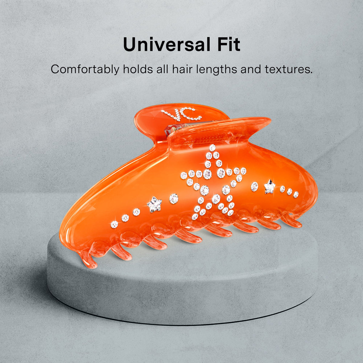 Neon Orange Star Child Crystal Large Hair Clip