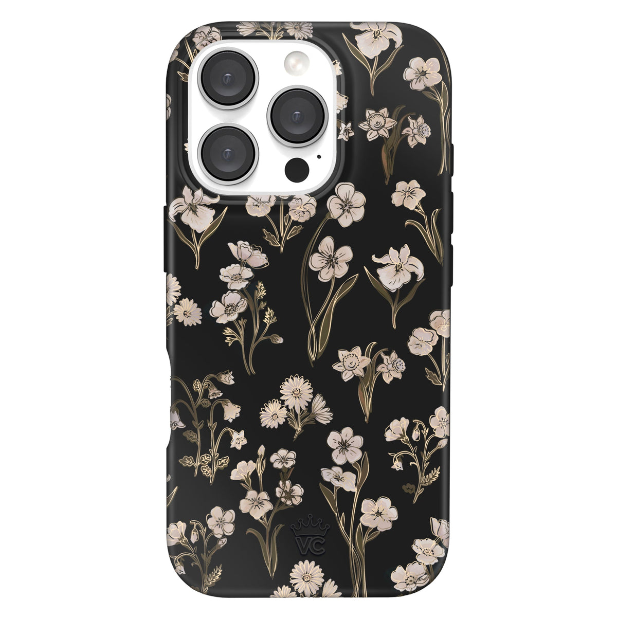Nightbloom Gold Chrome Floral iPhone Case