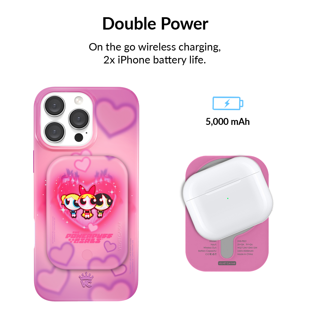 The Powerpuff Girls Airbrush Hearts Portable MagSafe Charger Power Pack