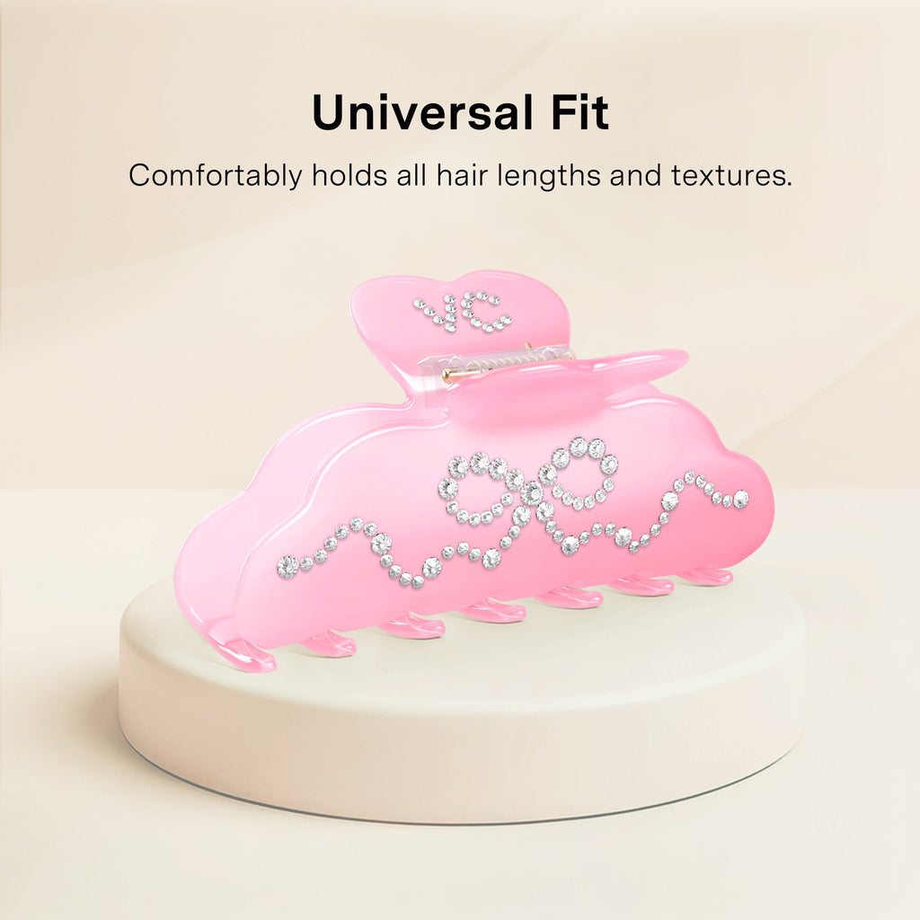 Pink Crystal Bow Hair Clip