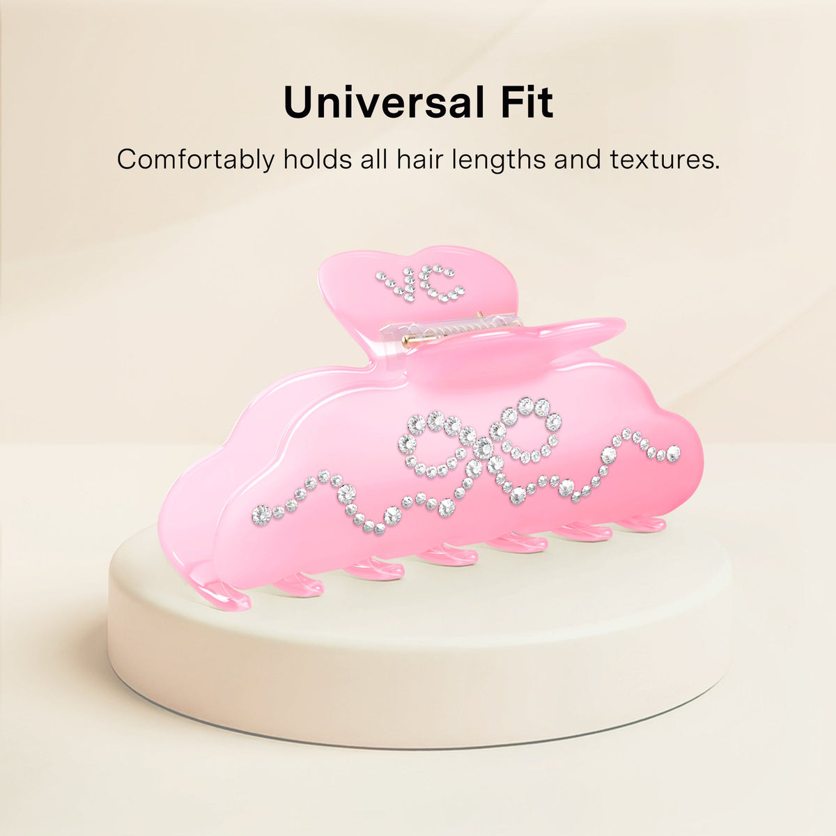 Pink Crystal Bow Hair Clip