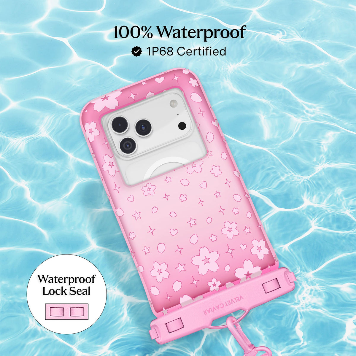 Pink Cherry Blossom Waterproof Floating Phone Pouch