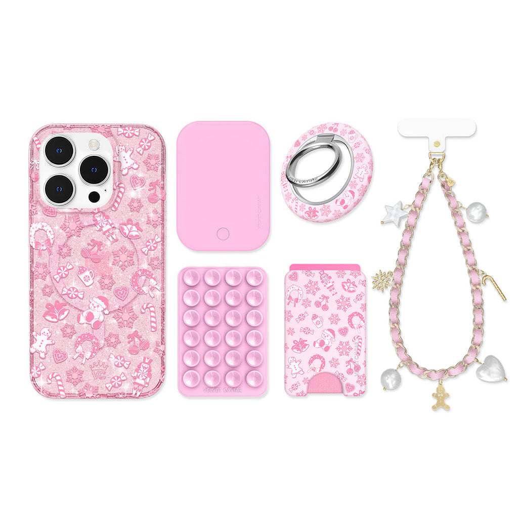 Pink Christmas Glitter iPhone Bundle