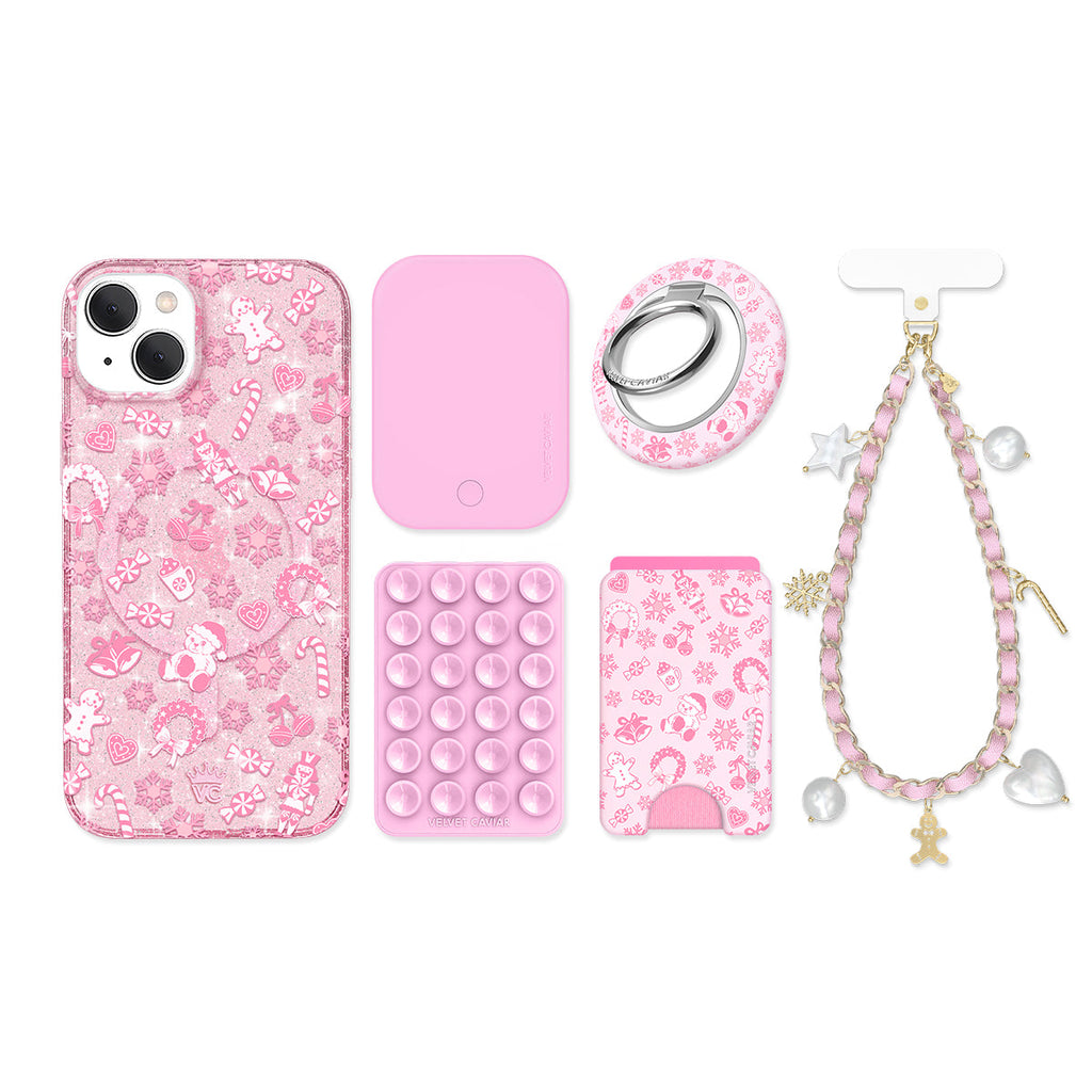 Pink Christmas Glitter iPhone Bundle