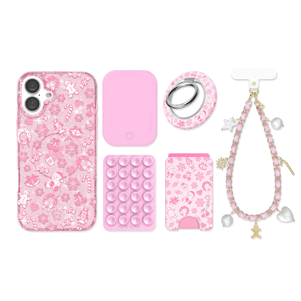 Pink Christmas Glitter iPhone Bundle