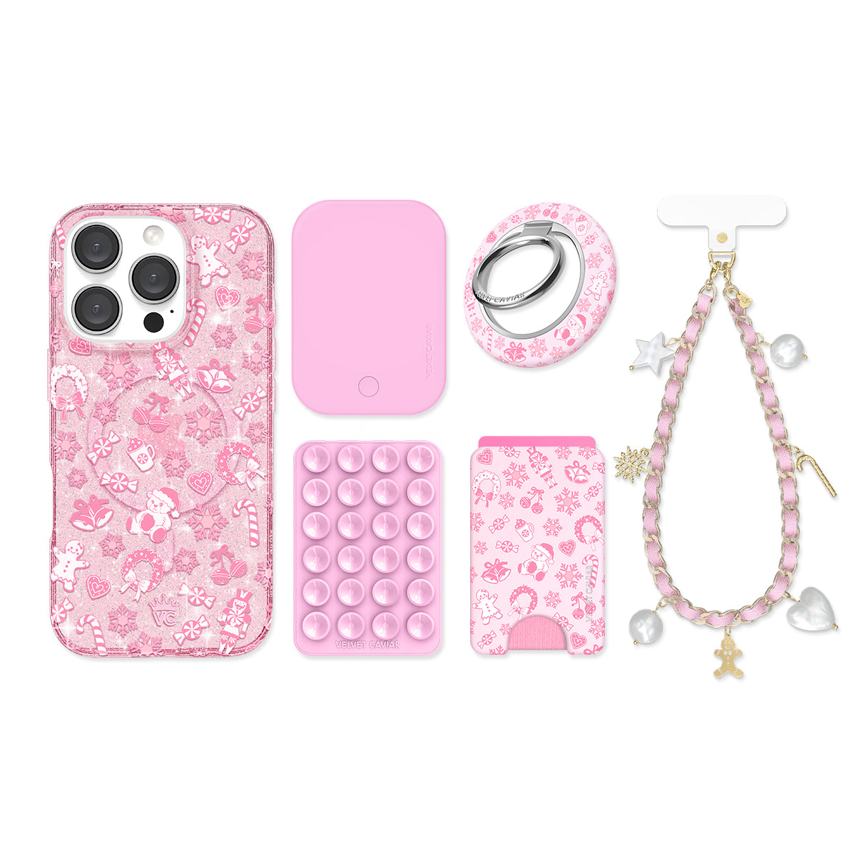 Pink Christmas Glitter iPhone Bundle