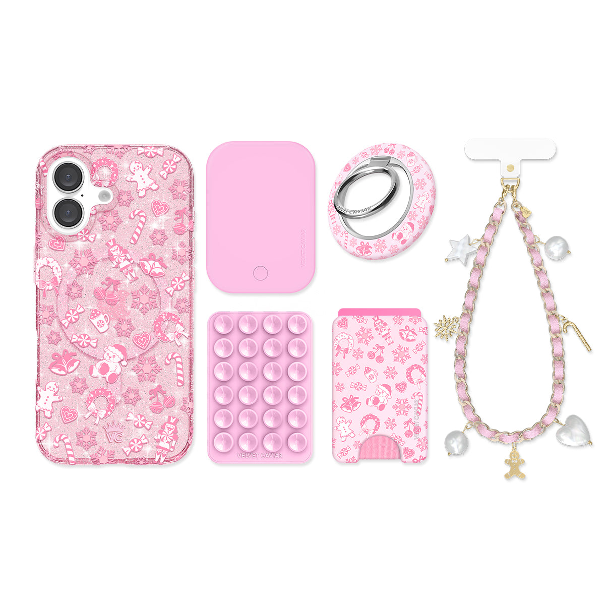 Pink Christmas Glitter iPhone Bundle