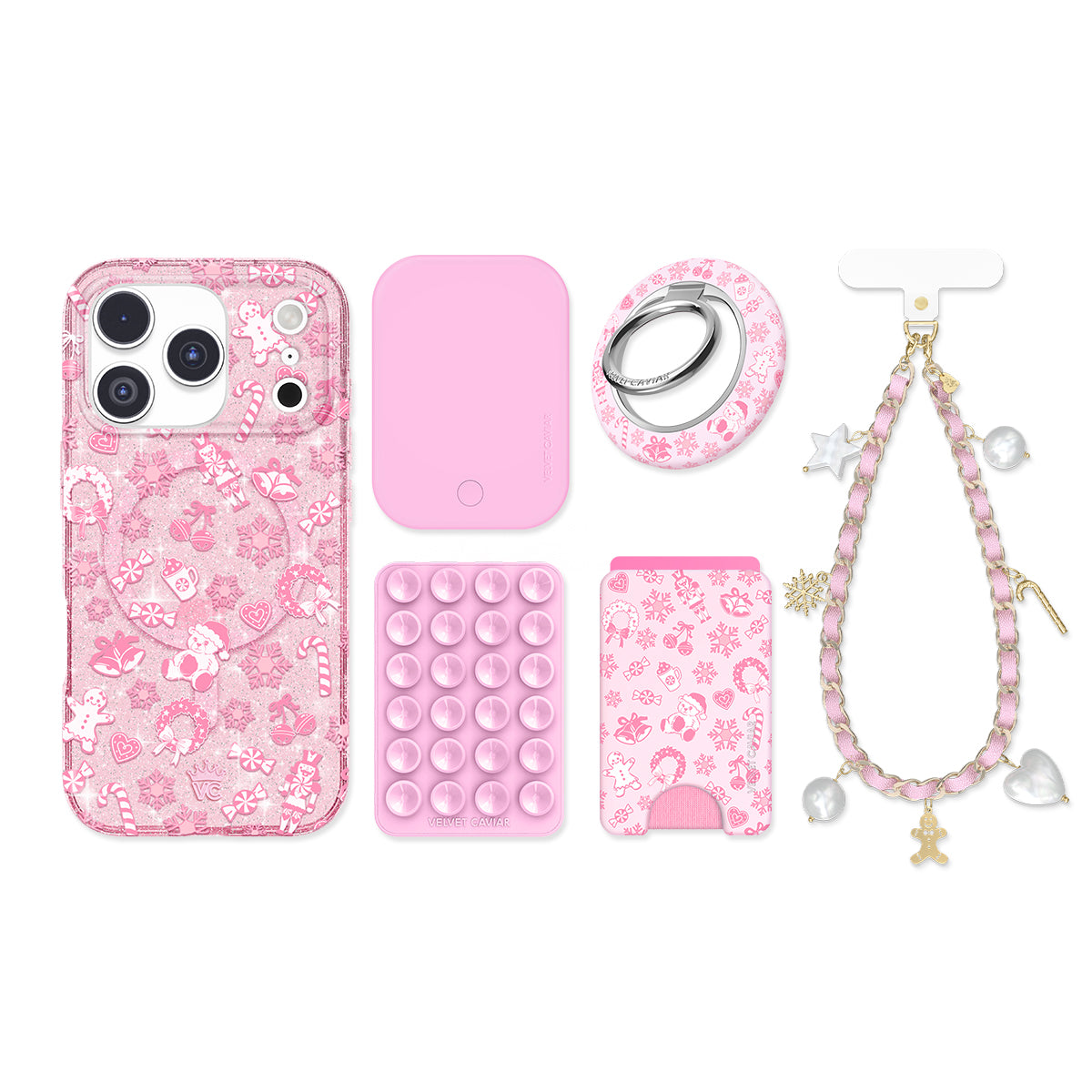 Pink Christmas Glitter iPhone Bundle