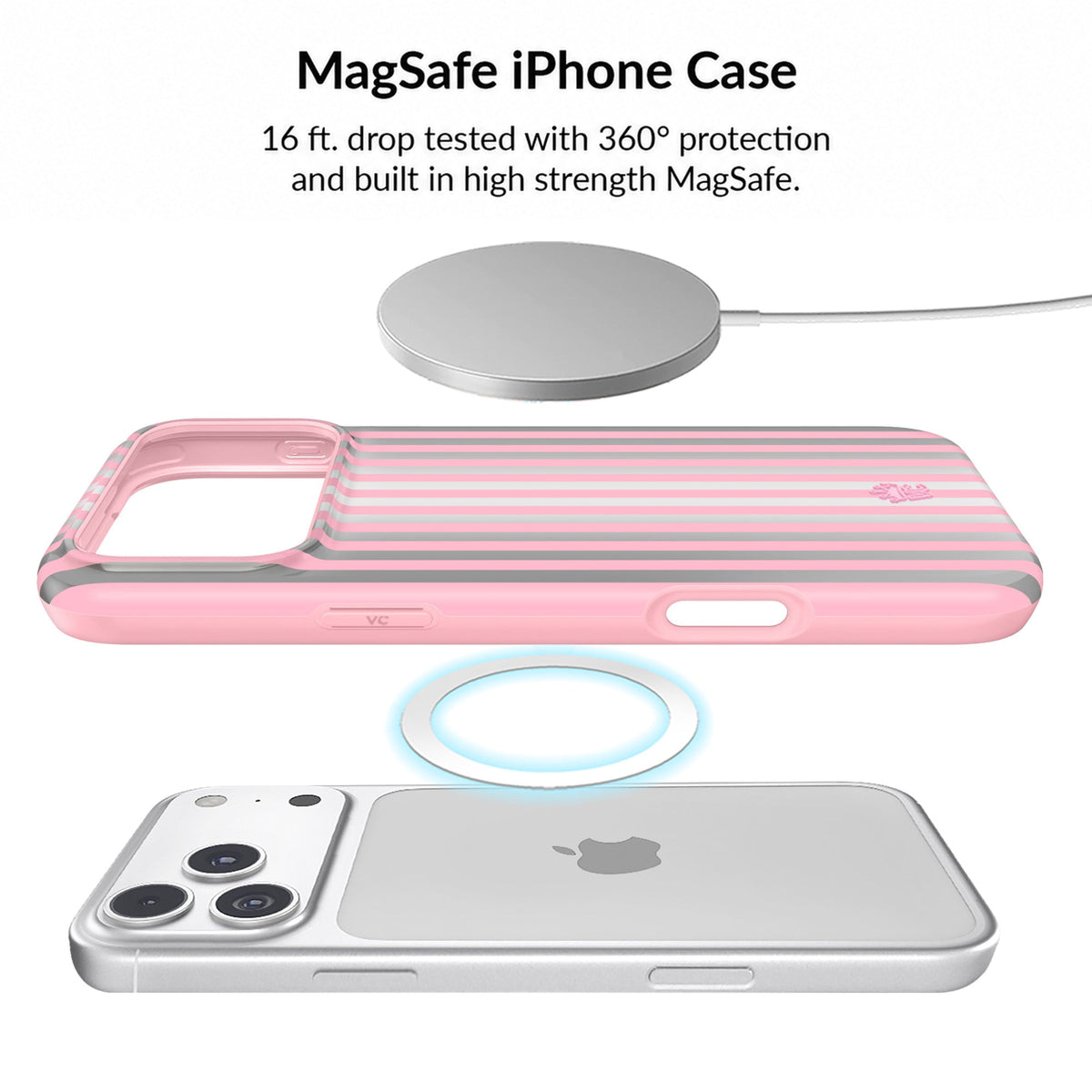 Pink Chrome Stripes iPhone Bundle Set
