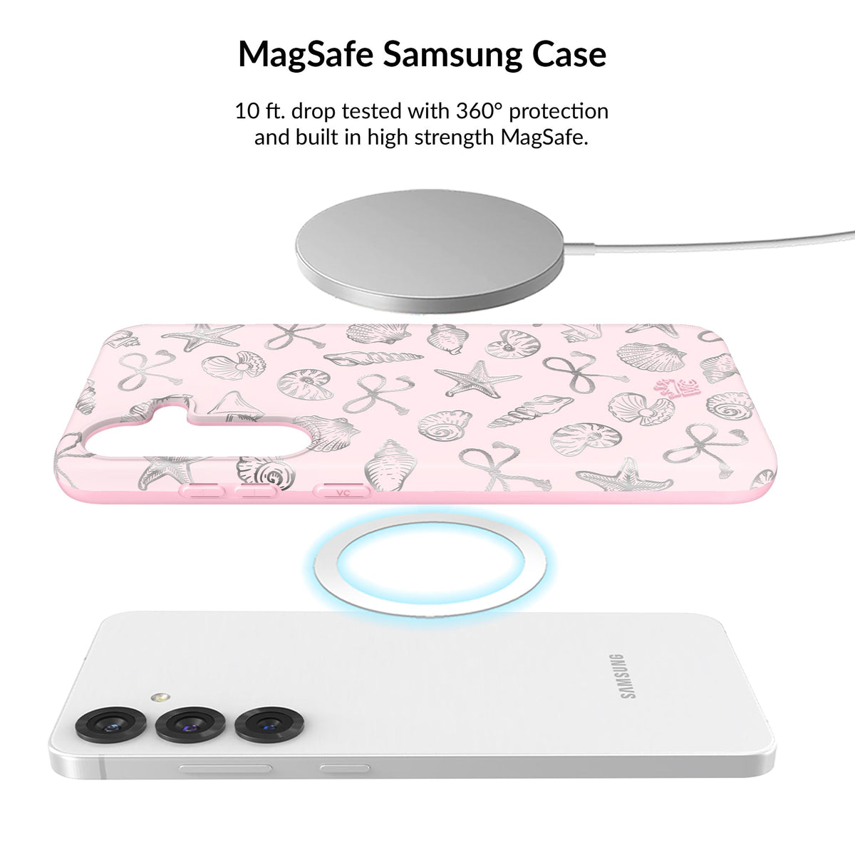 Pink Coastal Seashells Samsung Bundle Set