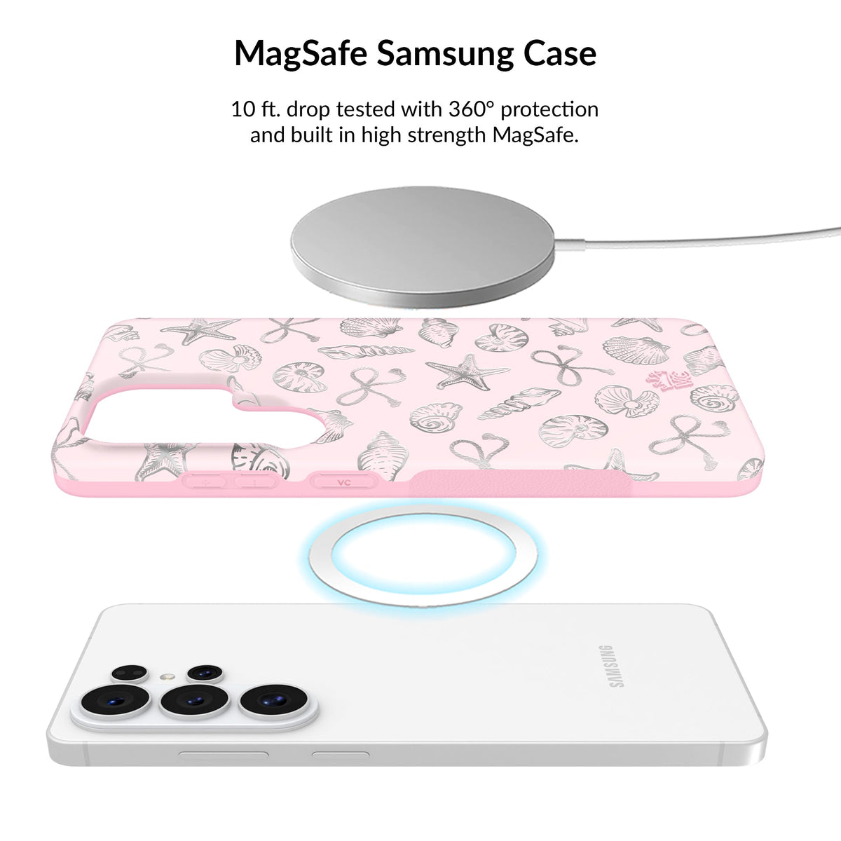 Pink Coastal Seashells Samsung Bundle Set